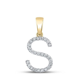 10kt Yellow Gold Womens Round Diamond S Initial Letter Pendant - Personalized Elegance - Splendid Jewellery