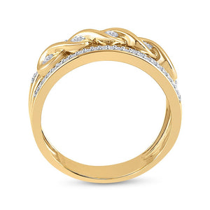 10kt Yellow Gold Women's Round Diamond Scroll Band Ring - A Dazzling Twist of Elegance - Splendid Jewellery