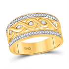 10kt Yellow Gold Women's Round Diamond Scroll Band Ring - A Dazzling Twist of Elegance - Top View
