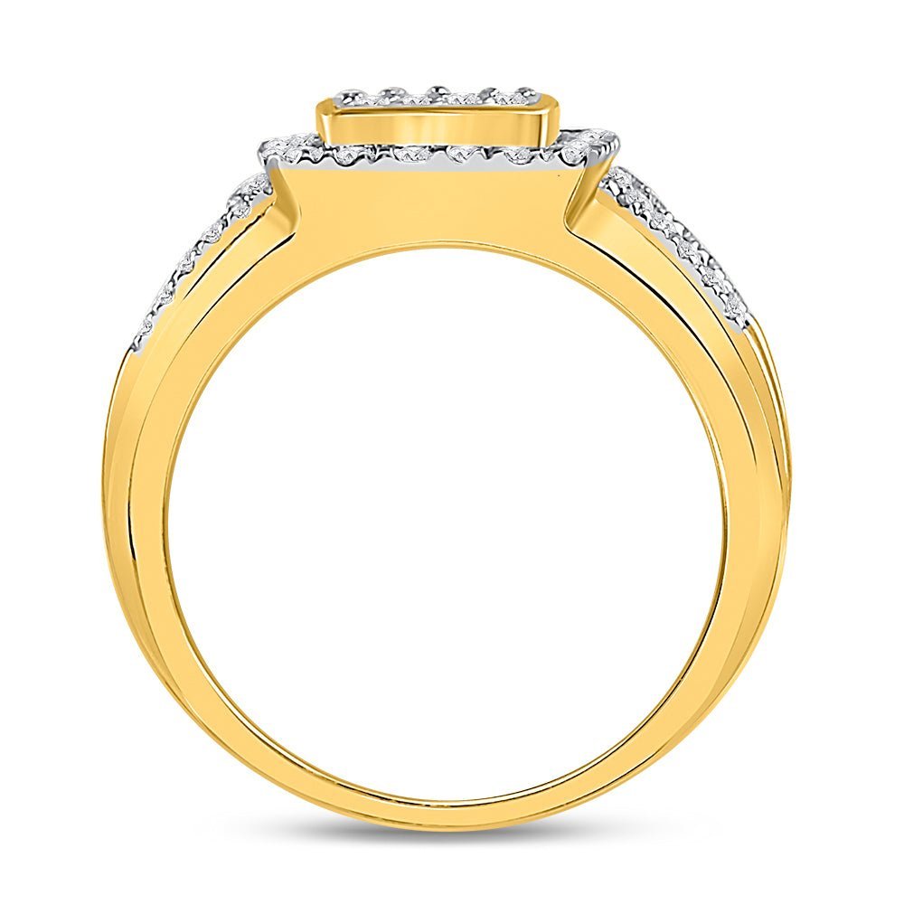 10kt Yellow Gold Women's Round Diamond Square Cluster Ring - 1 Cttw | Splendid Jewellery - Splendid Jewellery