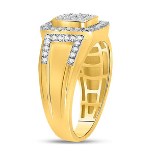 10kt Yellow Gold Women's Round Diamond Square Cluster Ring - 1 Cttw | Splendid Jewellery - Splendid Jewellery