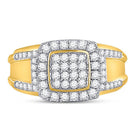 10kt Yellow Gold Women's Round Diamond Square Cluster Ring - 1 Cttw | Splendid Jewellery - Splendid Jewellery