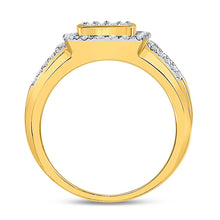 Load image into Gallery viewer, 10kt Yellow Gold Women's Round Diamond Square Cluster Ring - 1 Cttw | Splendid Jewellery product Side View from Splendid Jewellery