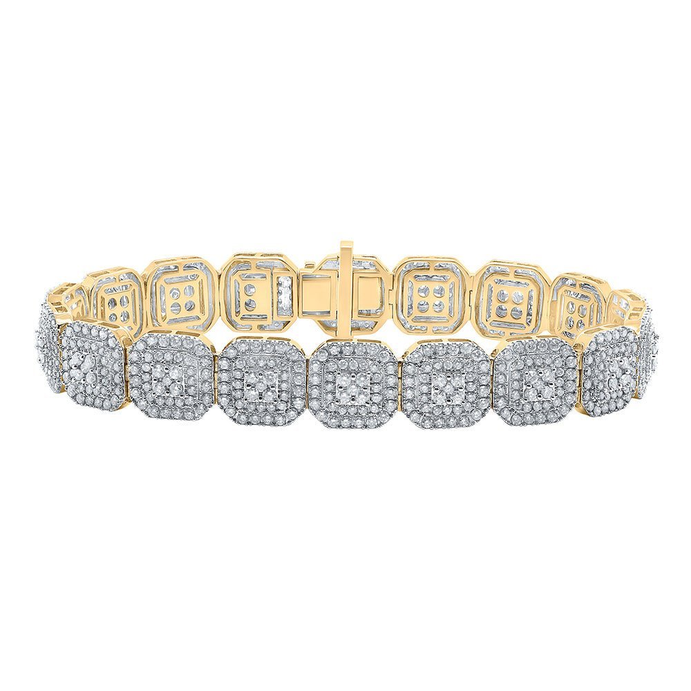 10kt Yellow Gold Women's Round Diamond Square Link Bracelet - Sparkling Elegance - Splendid Jewellery