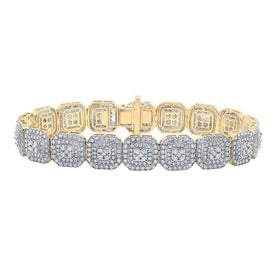 10kt Yellow Gold Women's Round Diamond Square Link Bracelet - Sparkling Elegance - Splendid Jewellery