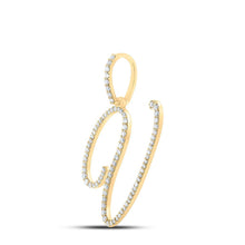 Load image into Gallery viewer, 10kt Yellow Gold Womens Round Diamond V Initial Letter Pendant - Personalized Elegance at its Finest - Splendid Jewellery
