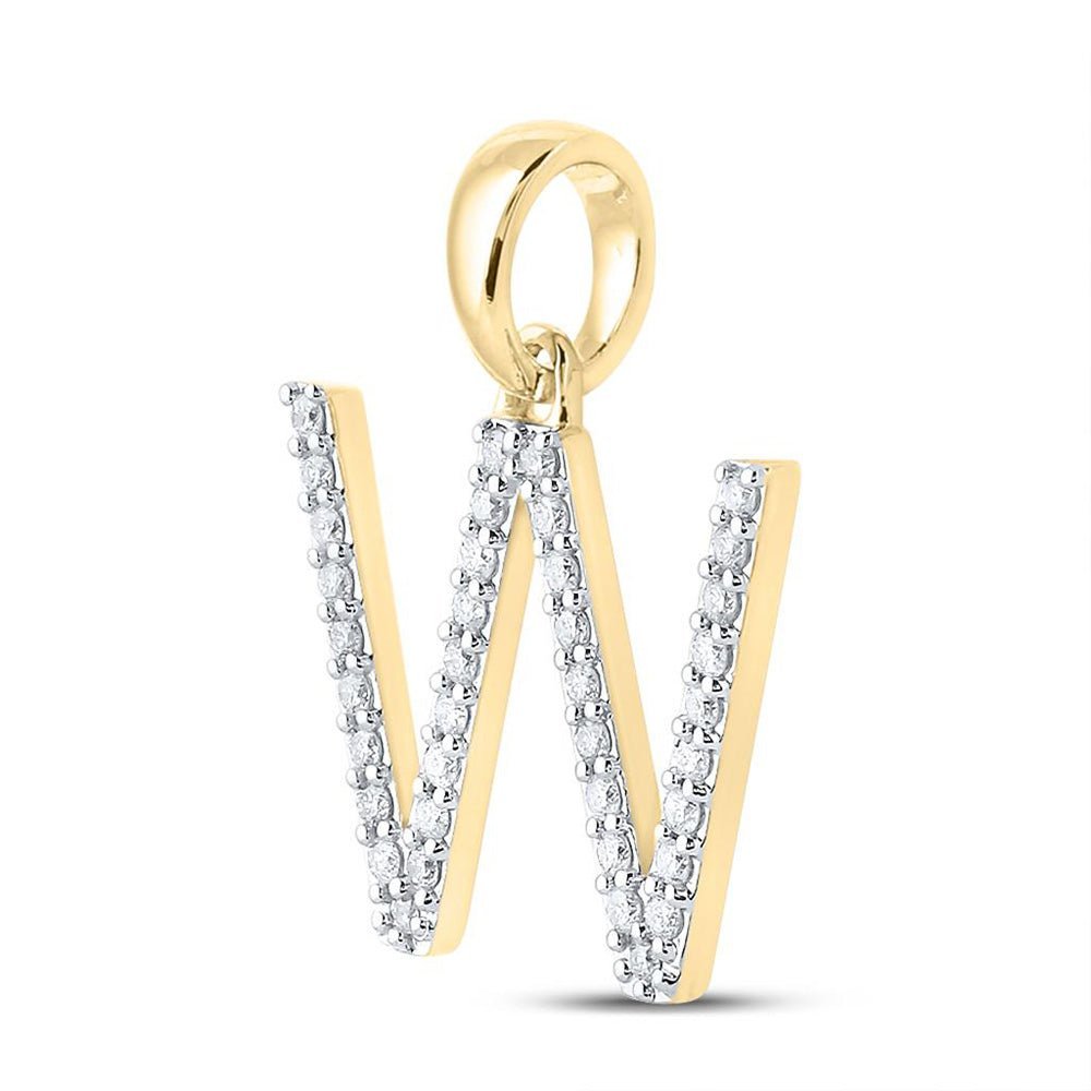 10kt Yellow Gold Womens Round Diamond W Initial Letter Pendant 1/4 Cttw | Radiant Elegance Diamond Pendant - Splendid Jewellery
