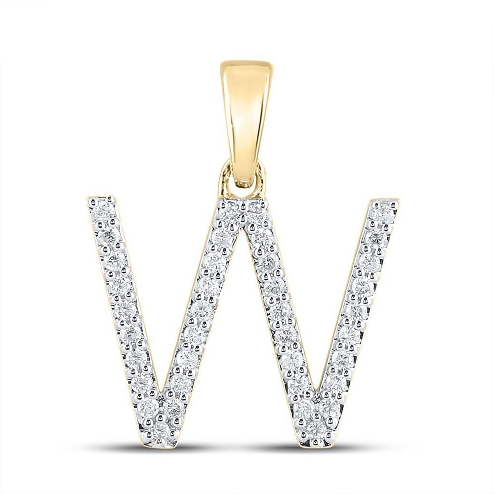 10kt Yellow Gold Womens Round Diamond W Initial Letter Pendant 1/4 Cttw | Radiant Elegance Diamond Pendant - Splendid Jewellery