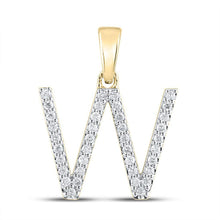 Load image into Gallery viewer, 10kt Yellow Gold Womens Round Diamond W Initial Letter Pendant 1/4 Cttw | Radiant Elegance Diamond Pendant - Splendid Jewellery