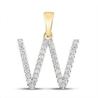 10kt Yellow Gold Womens Round Diamond W Initial Letter Pendant 1/4 Cttw | Radiant Elegance Diamond Pendant - Splendid Jewellery