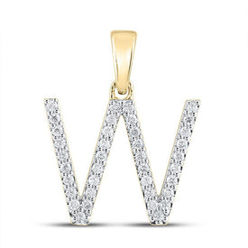 10kt Yellow Gold Womens Round Diamond W Initial Letter Pendant 1/4 Cttw | Radiant Elegance Diamond Pendant - Splendid Jewellery