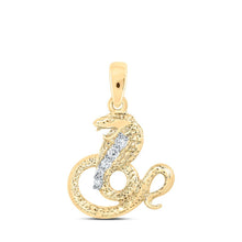 Load image into Gallery viewer, 10kt Yellow Gold Zodiac Snake Pendant with Diamond Accents - Splendid Jewellery