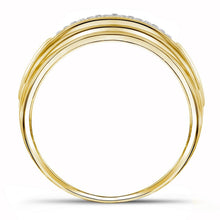 Load image into Gallery viewer, 10kt Yellow Two - tone Gold Men's Round Diamond Double Row Wedding Band 1/10 Cttw | Luxurious Elegance - Splendid Jewellery