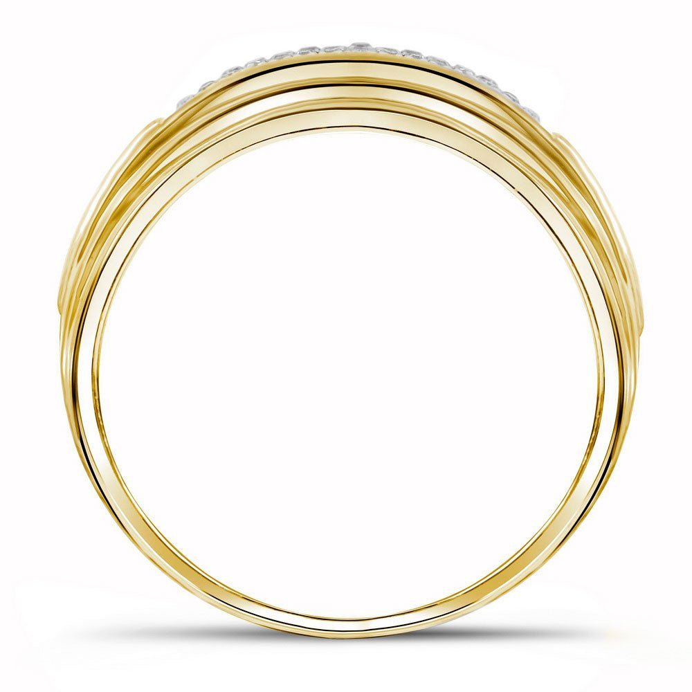 10kt Yellow Two - tone Gold Men's Round Diamond Double Row Wedding Band 1/10 Cttw | Luxurious Elegance - Splendid Jewellery