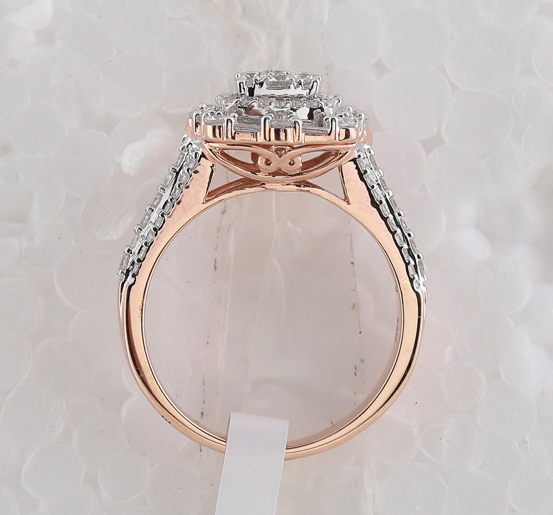 14K Rose Gold Baguette Diamond Designer Ring 1 Cttw - Splendid Jewellery