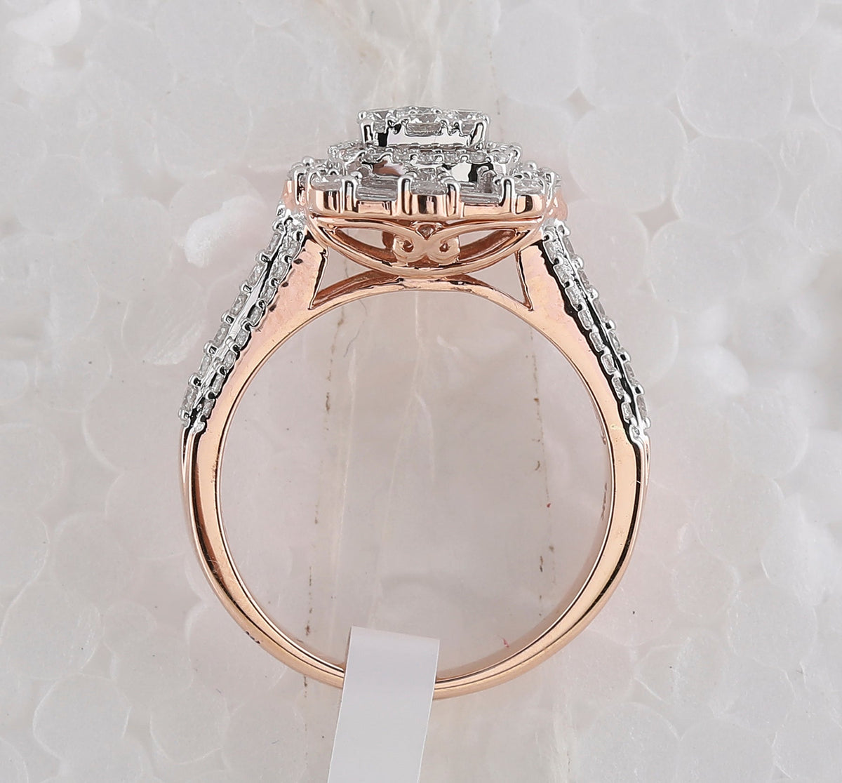 14K Rose Gold Baguette Diamond Designer Ring 1 Cttw - Splendid Jewellery