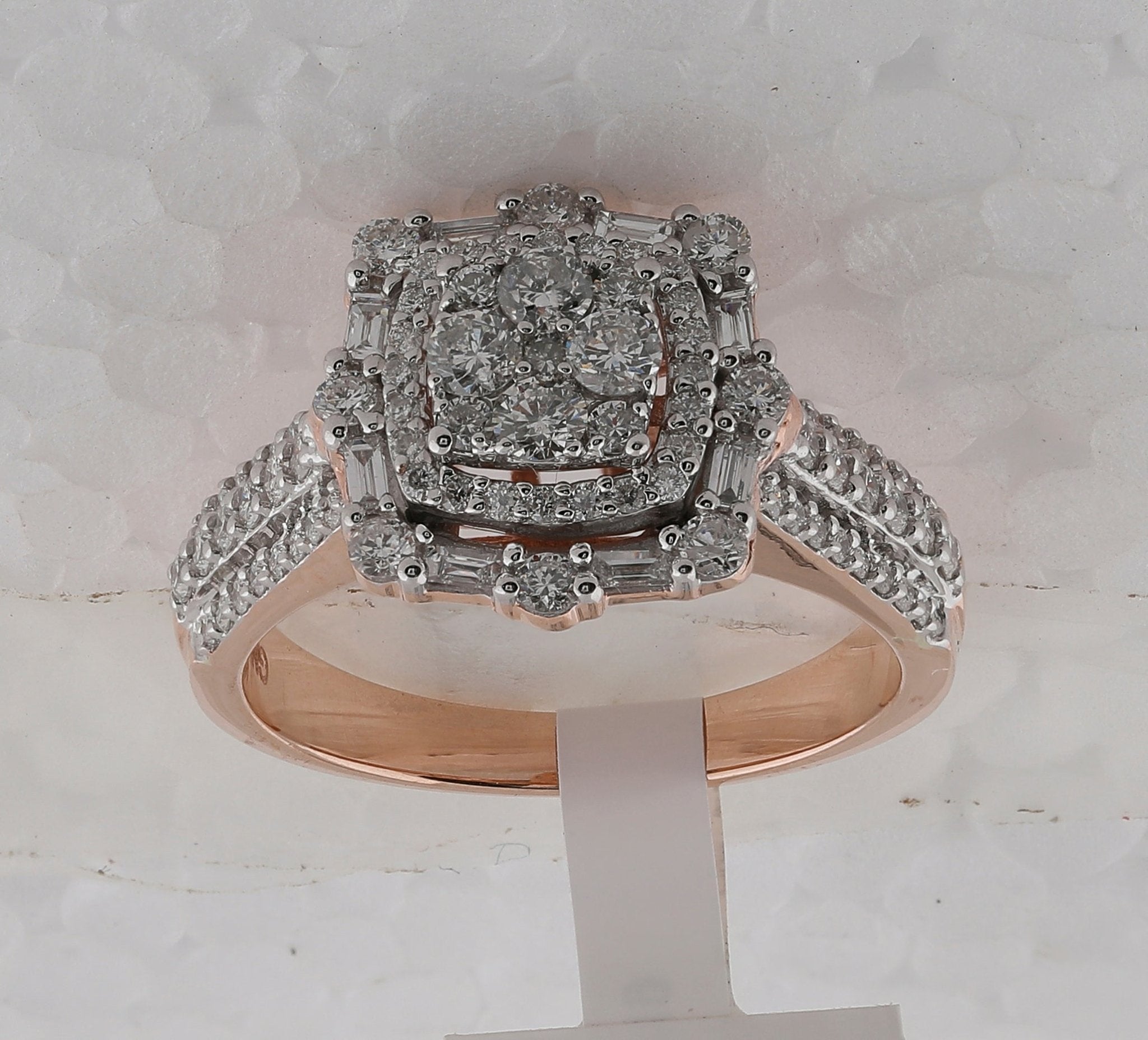 14K Rose Gold Baguette Diamond Designer Ring 1 Cttw - Splendid Jewellery