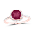 14K Rose Gold Cushion Natural Ruby Gemstone Ring 1/5 Cttw - Splendid Jewellery