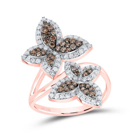 14K Rose Gold Diamond Butterfly Designer Ring 7/8 Cttw - Splendid Jewellery
