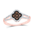 14K Rose Gold Diamond Cognac Clover Ring 1/3 Cttw - Splendid Jewellery