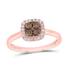 14K Rose Gold Diamond Cognac Cushion Ring 1/3 Cttw - Splendid Jewellery