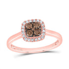 14K Rose Gold Diamond Cognac Cushion Ring 1/3 Cttw - Splendid Jewellery