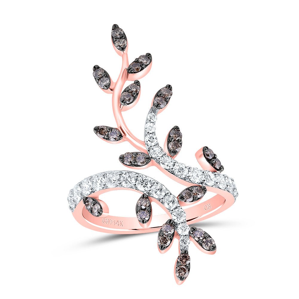 14K Rose Gold Diamond Cognac Designer Ring 1 Cttw - Splendid Jewellery