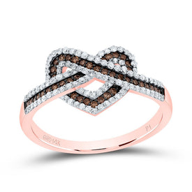 14K Rose Gold Diamond Cognac Heart Ring 1/2 Cttw - Splendid Jewellery