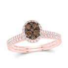 14K Rose Gold Diamond Cognac Oval Bridal Set 1/2 Cttw - Splendid Jewellery