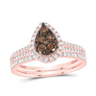 14K Rose Gold Diamond Cognac Pear Bridal Set 3/4 Cttw - Splendid Jewellery