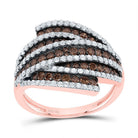 14K Rose Gold Diamond Cognac Women's Ring 1 1/4 Cttw - Splendid Jewellery