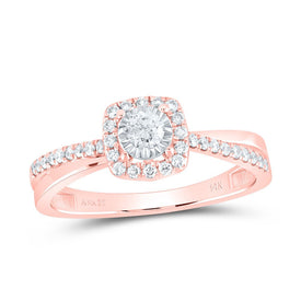 14K Rose Gold Diamond Cushion Designer Ring 1/3 Cttw - Splendid Jewellery