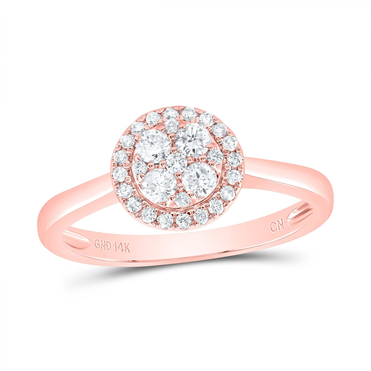 14K Rose Gold Diamond Designer Ring 1/3 Cttw - Splendid Jewellery