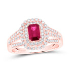 14K Rose Gold Diamond Emerald and Ruby Gemstone Ring 1/2 Cttw - Splendid Jewellery