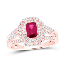 Load image into Gallery viewer, 14K Rose Gold Diamond Emerald and Ruby Gemstone Ring 1/2 Cttw - Splendid Jewellery