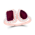 14K Rose Gold Diamond Emerald and Ruby Gemstone Ring 3/8 Cttw - Splendid Jewellery