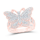 14K Rose Gold Diamond Fashion Butterfly Ring 1 1/2 Cttw - Splendid Jewellery