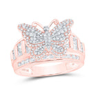 14K Rose Gold Diamond Fashion Butterfly Ring 1 Cttw - Splendid Jewellery