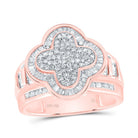 14K Rose Gold Diamond Fashion Clover Ring 1 Cttw - Splendid Jewellery