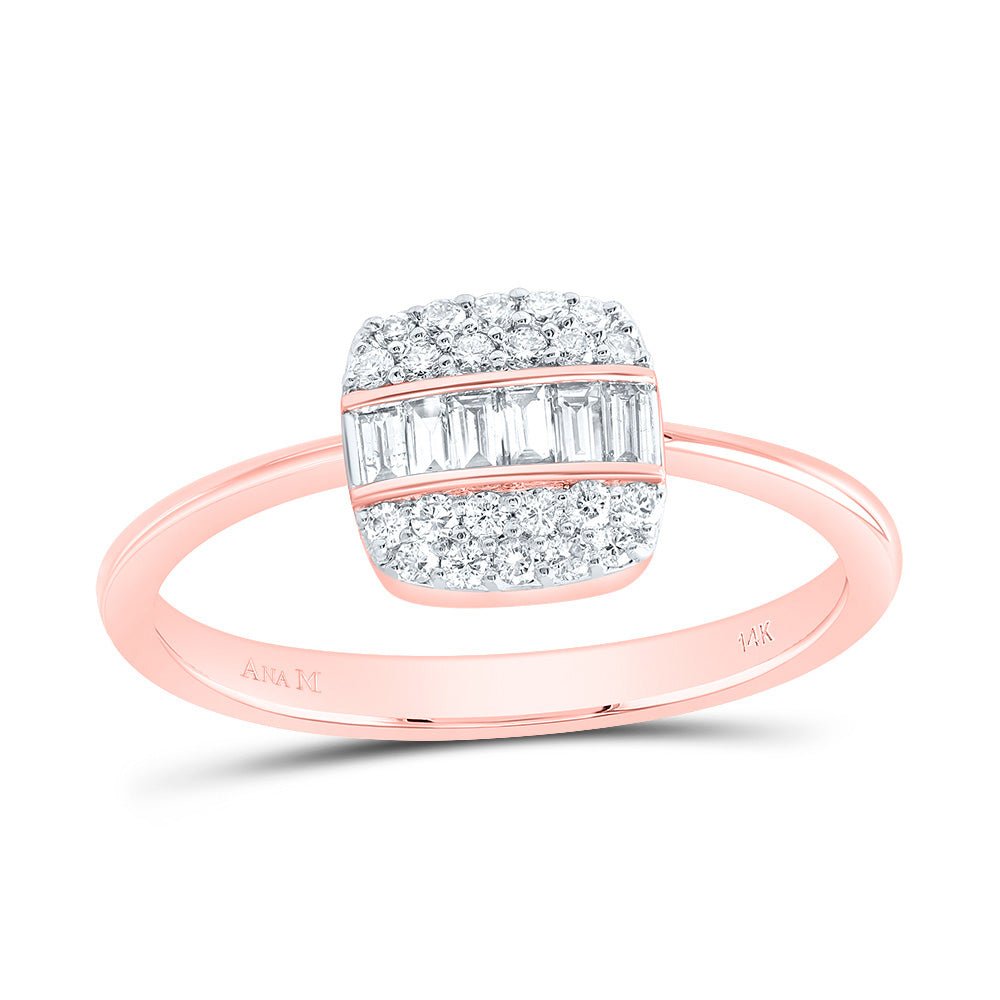 14K Rose Gold Diamond Fashion Cushion Ring 1/3 Cttw - Splendid Jewellery
