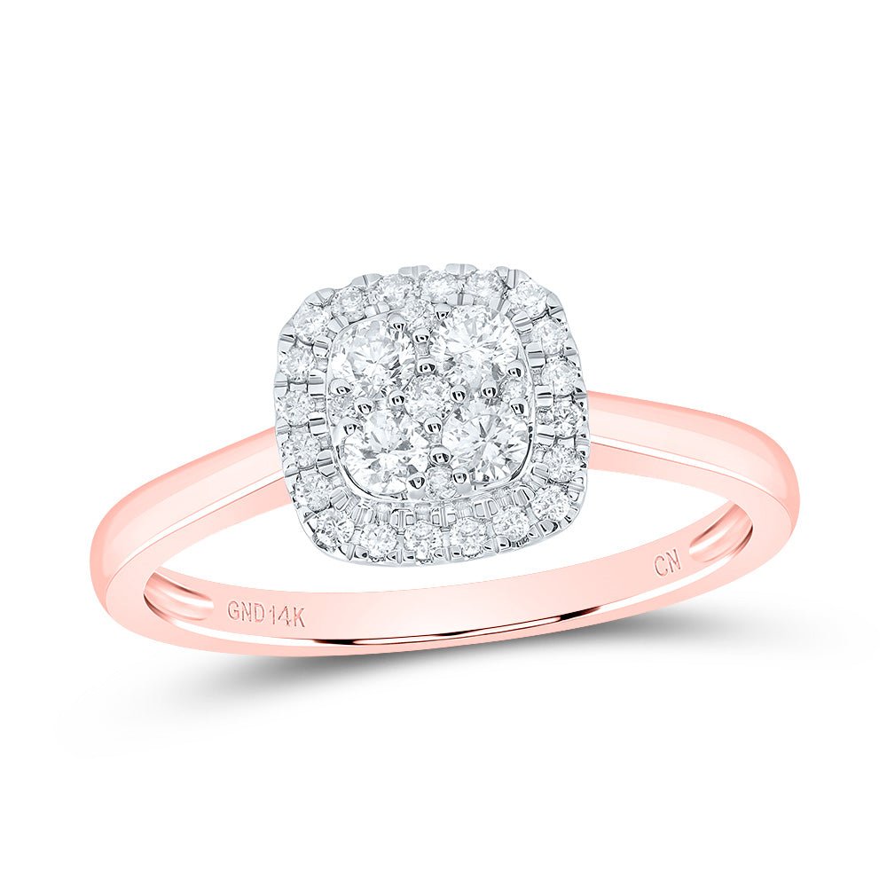 14K Rose Gold Diamond Fashion Cushion Ring 1/3 Cttw - Splendid Jewellery
