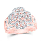 14K Rose Gold Diamond Fashion Heart Clover Ring 1 3/8 Cttw - Splendid Jewellery