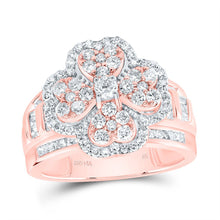 Load image into Gallery viewer, 14K Rose Gold Diamond Fashion Heart Clover Ring 1 3/8 Cttw - Splendid Jewellery