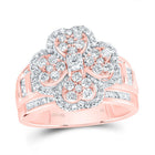 14K Rose Gold Diamond Fashion Heart Clover Ring 1 3/8 Cttw - Splendid Jewellery