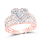 14K Rose Gold Diamond Fashion Heart Ring 1 1/3 Cttw - Splendid Jewellery