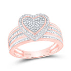 14K Rose Gold Diamond Fashion Heart Ring 1 1/3 Cttw - Splendid Jewellery