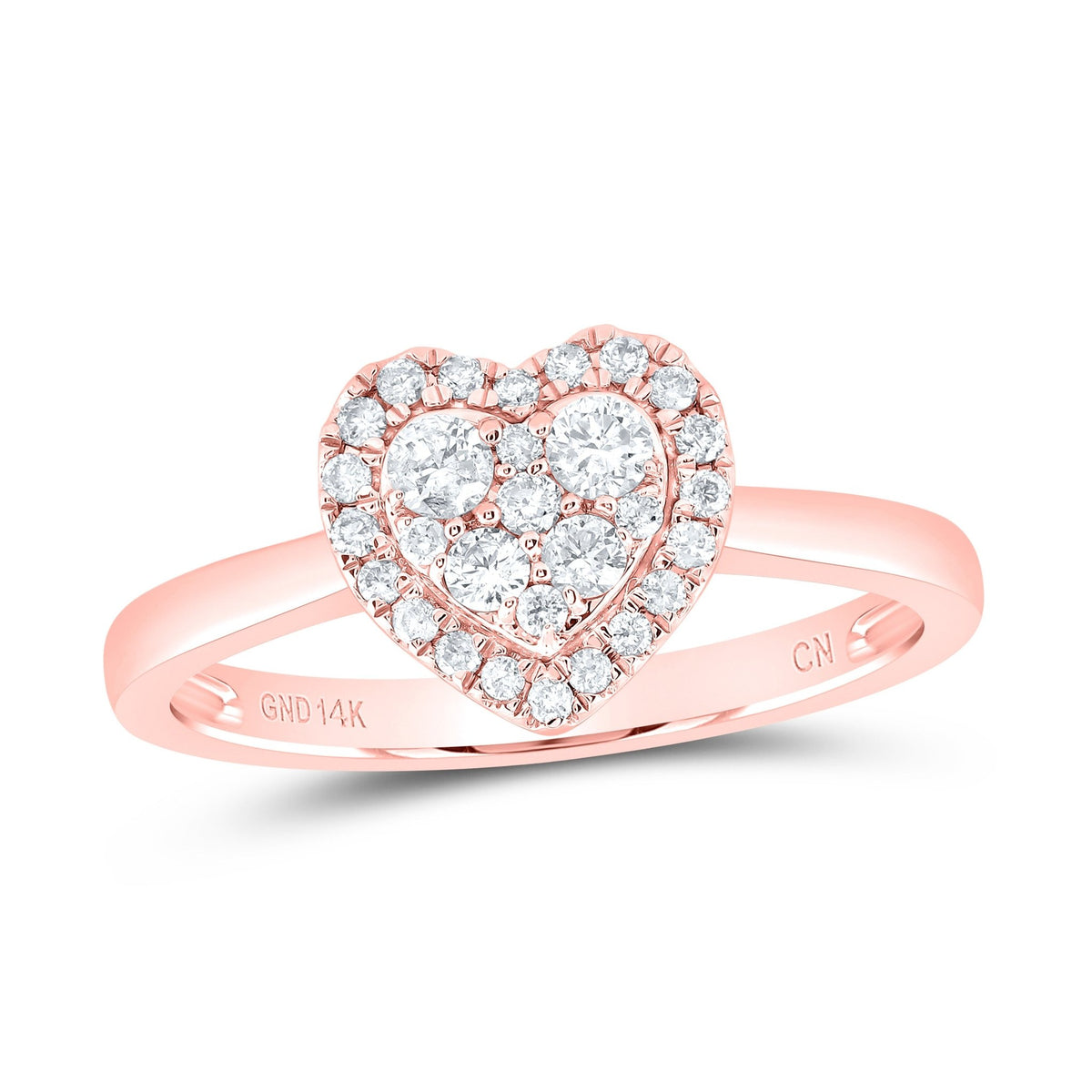 14K Rose Gold Diamond Fashion Heart Ring 1/3 Cttw - Splendid Jewellery