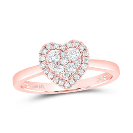 14K Rose Gold Diamond Fashion Heart Ring 1/3 Cttw - Splendid Jewellery