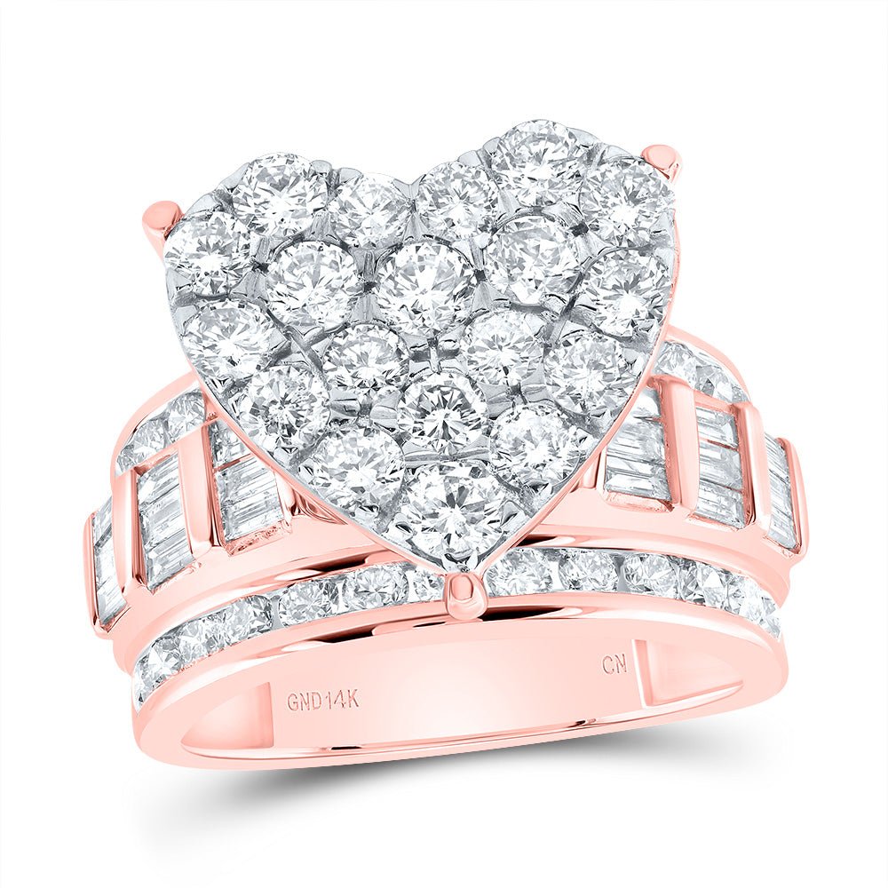 14K Rose Gold Diamond Fashion Heart Ring 3 Cttw - Splendid Jewellery