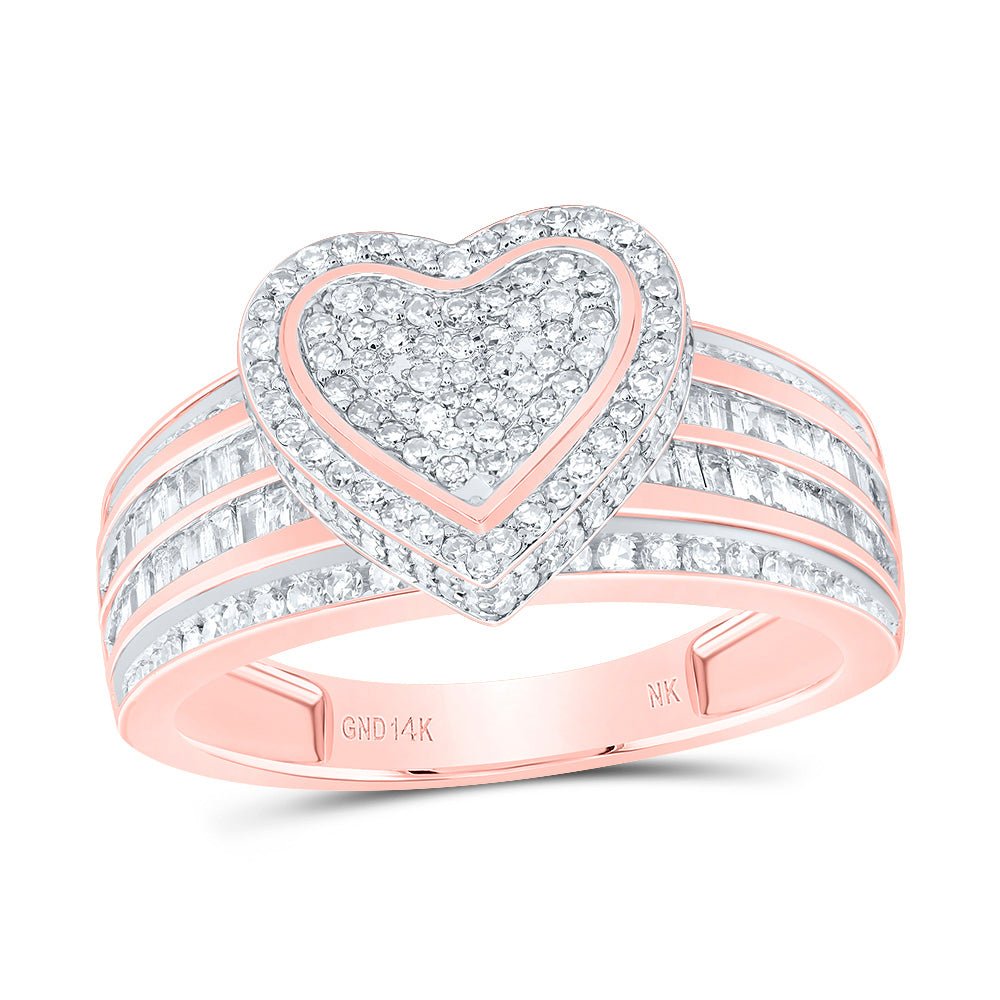 14K Rose Gold Diamond Fashion Heart Ring 5/8 Cttw - Splendid Jewellery